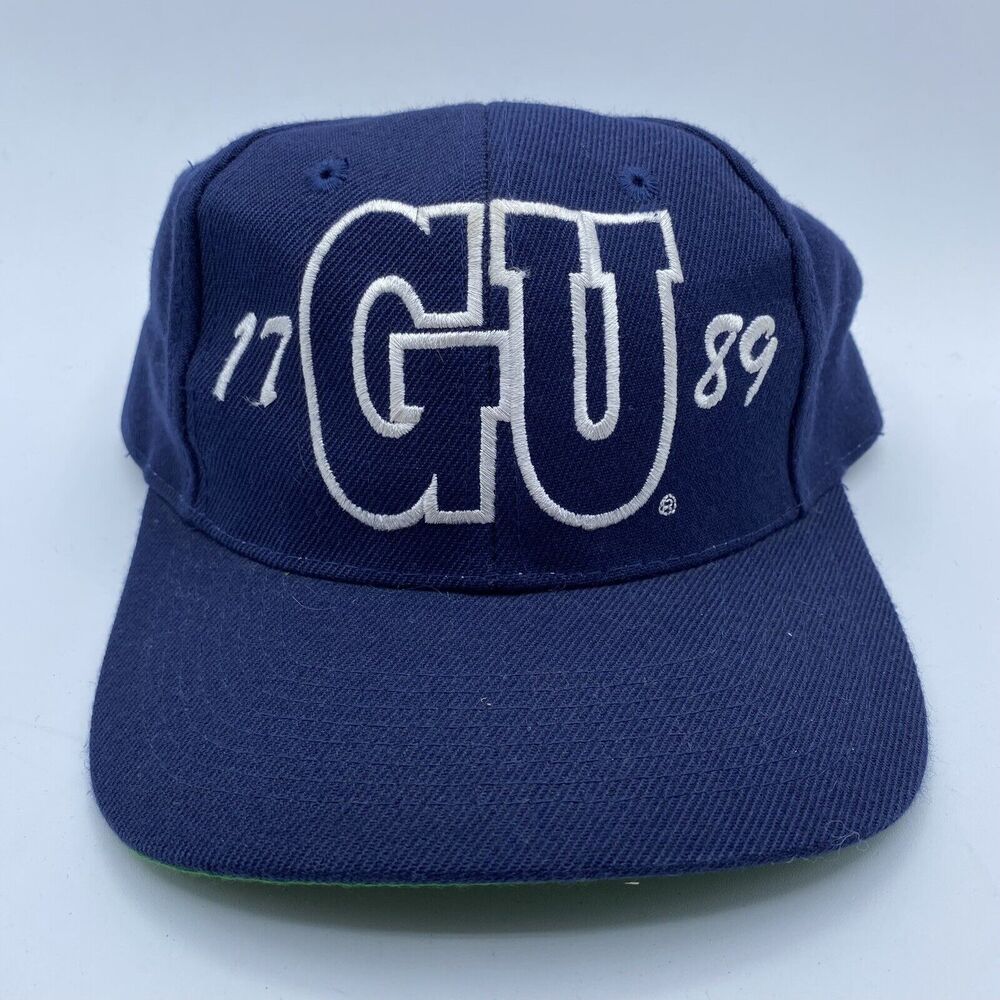 Vintage 90s Georgetown Hoyas NCAA Basketball Snapback Hat Russell Athletic Blue